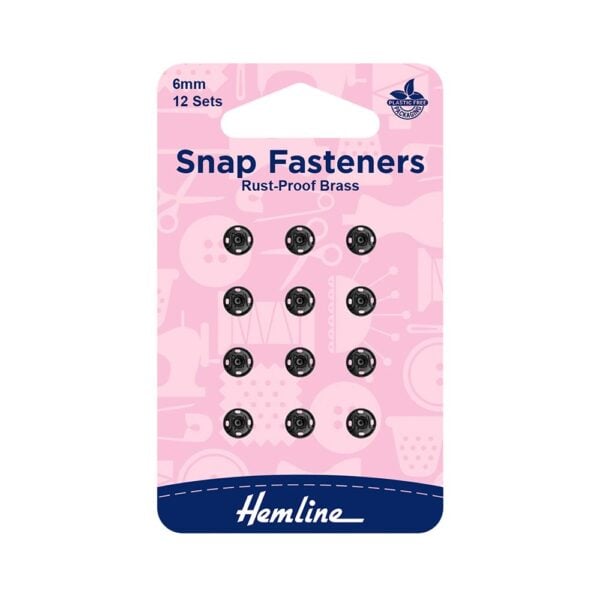 Hemline - Black 6MM Snap Fasteners