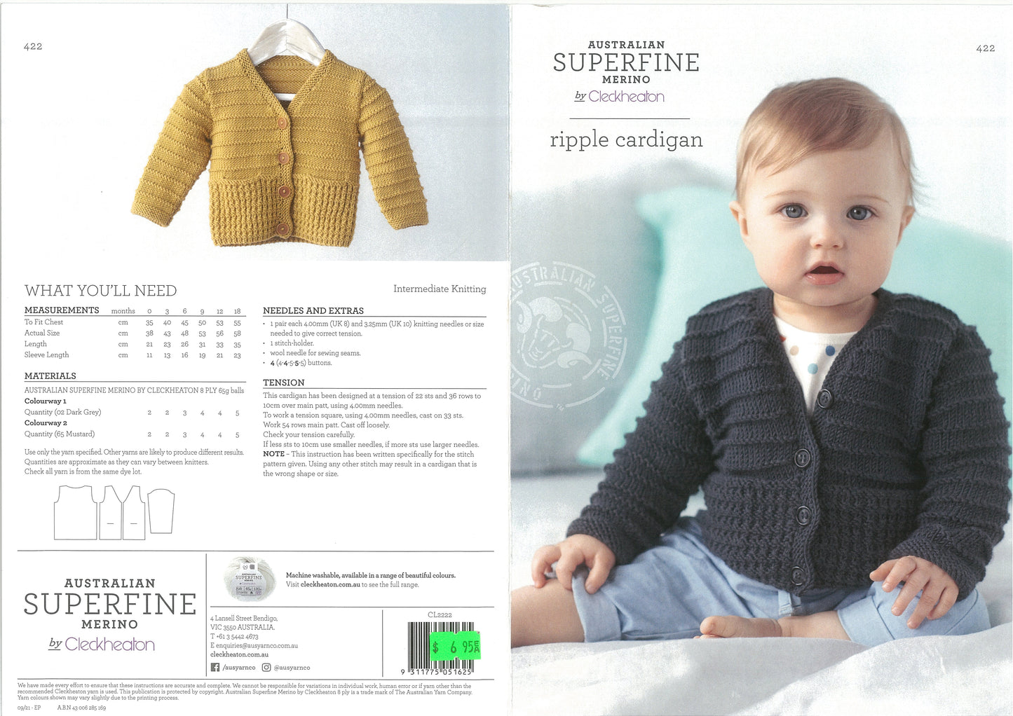 Cleckheaton Ripple Cardigan Pattern 422