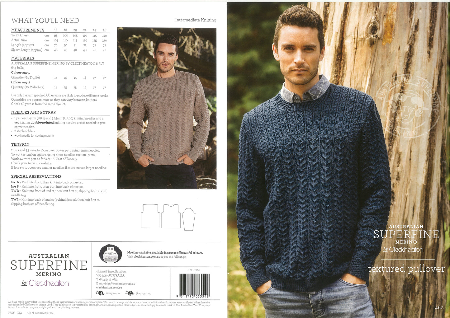 Cleckheaton Textured Pullover Pattern 462