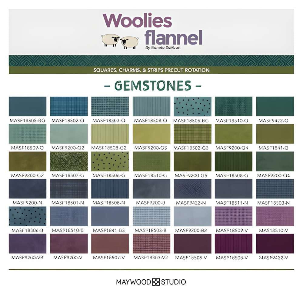 Woolies Flannel - 10" Squares - Gemstones