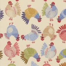 Moda Fabrics - The Henhouse - Tossed chickens - Cloud - #48433-11