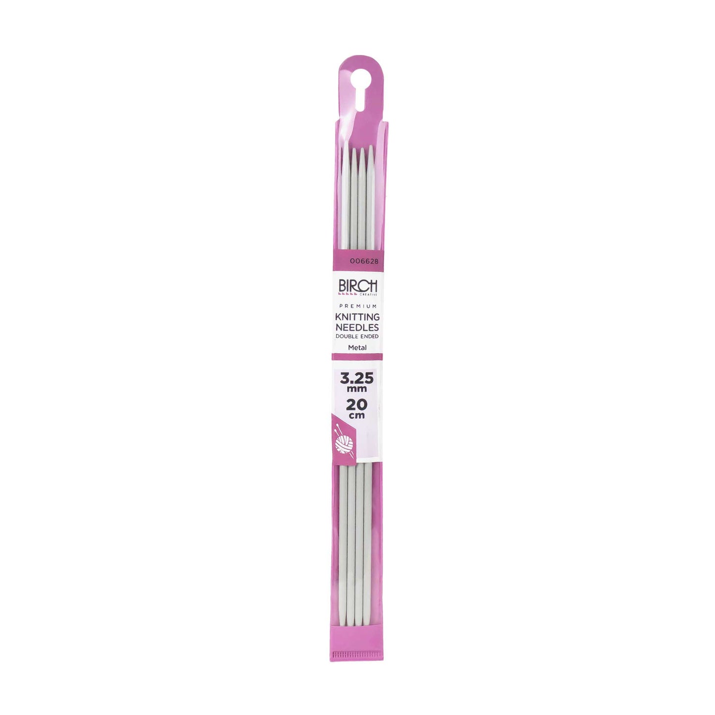 BIRCH KNITTING NEEDLE PREMIUM SET4 20CM 2-3.75MM