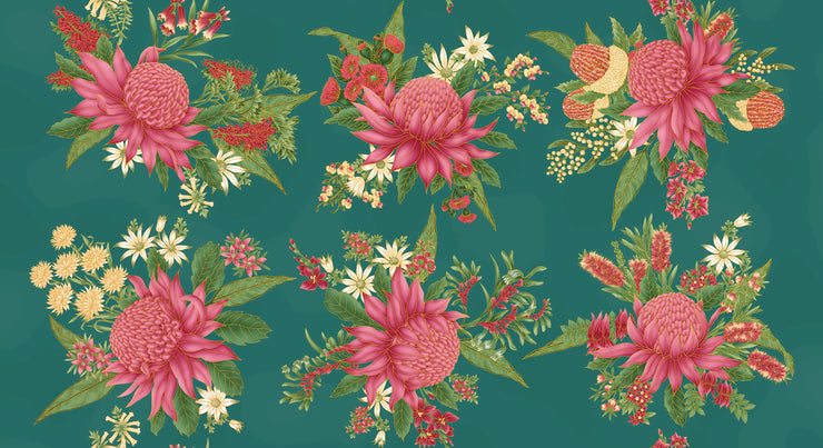 Textile Pantry - Under the Australian Sun - Teal & Pink - #0024-14