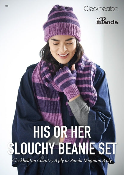 Cleckheaton - Panda - His or Hers Slouchy Beanie Set - 155