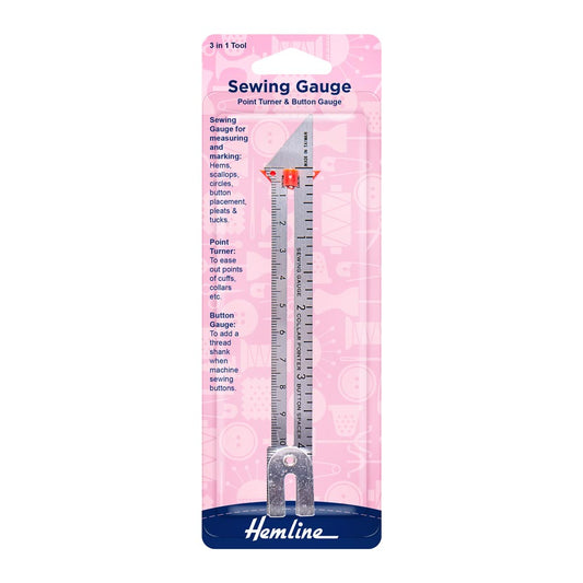 HEMLINE HANGSELL GAUGE SEWING POINT TURNER & BUTTON GAUGE