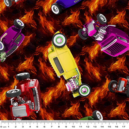 KKFabrics - Hot Rods - Flames - #4099F