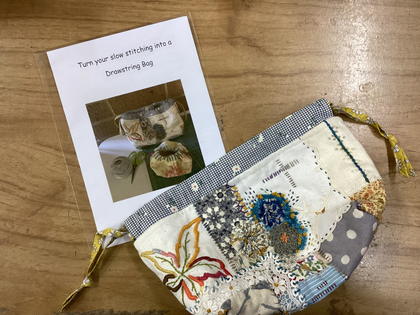 Slow Stitching - Drawstring Bag - Pattern