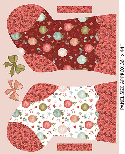KK Fabrics - Vintage Christmas - Stocking Panels Pink - 3015K1