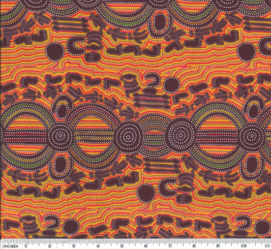 M&S Textiles - Rock Wallaby Dreaming - Orange