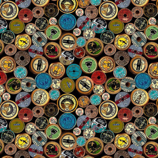 Timeless Treasures Fabric - Antique Spool Labels - SEW-CD3354