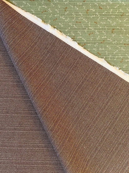 Sevenberry - Double Sided Cotton Shantung - Green Dragon Fly/Brown