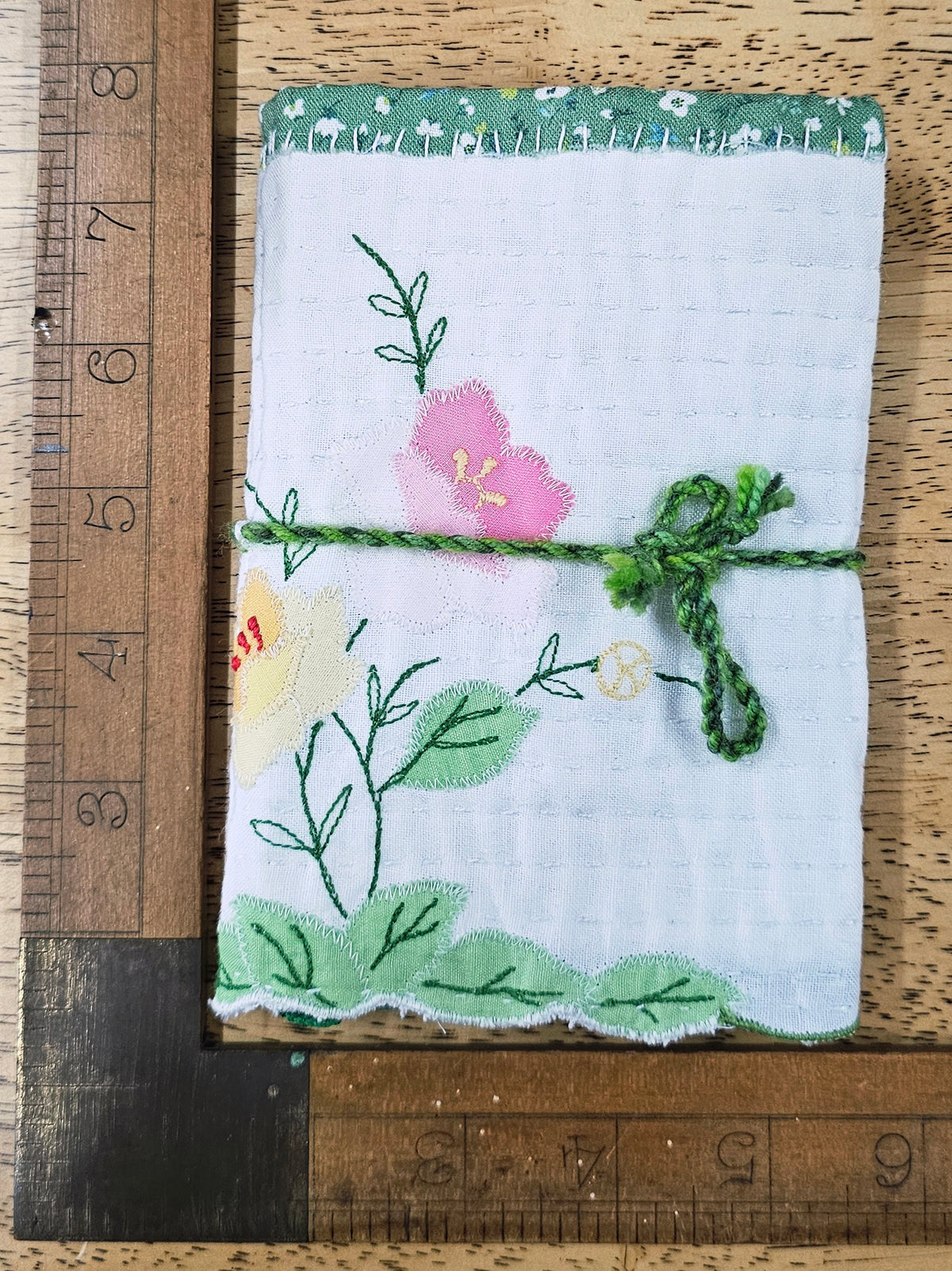 Hand stitched Needle Book Delicate Green