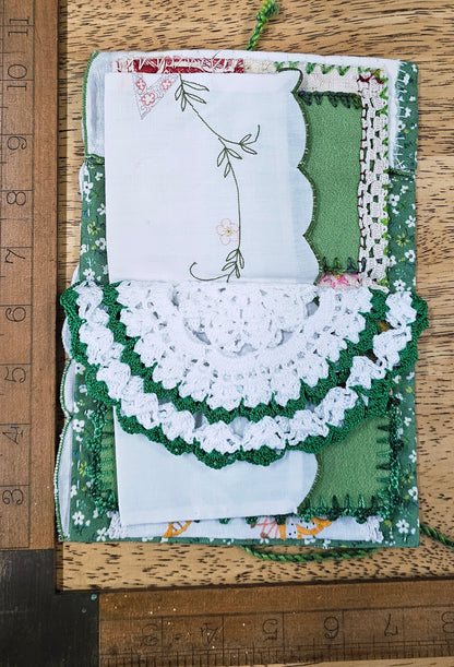 Hand stitched Needle Book Delicate Green