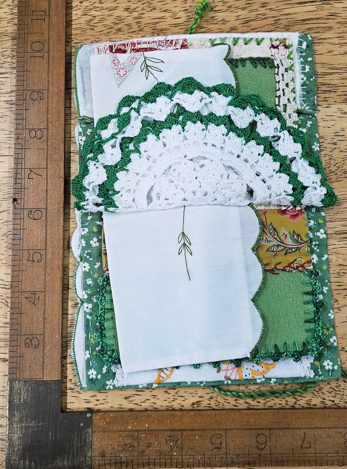 Hand stitched Needle Book Delicate Green