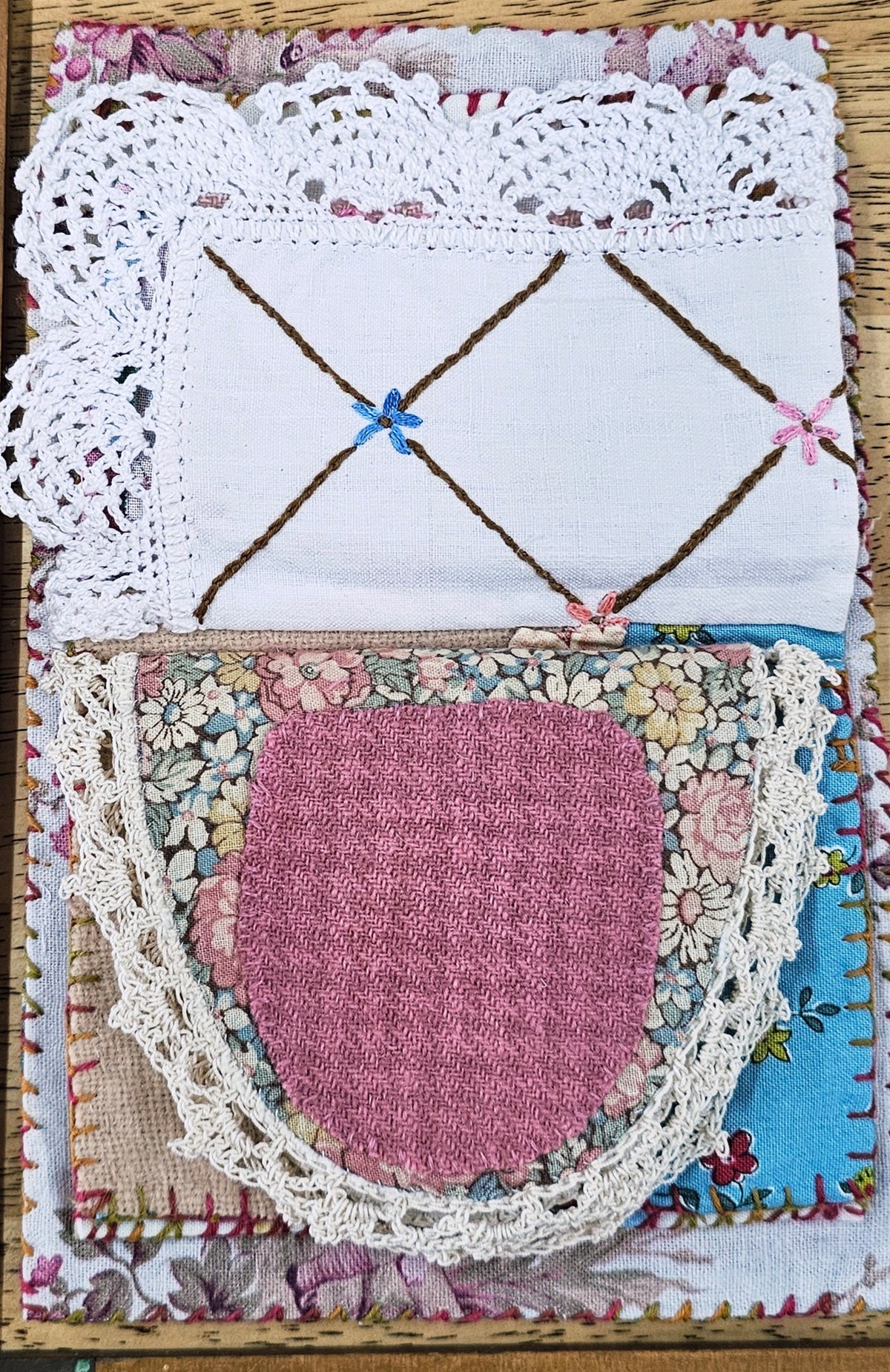 Hand stitched Needle Book French Vintage