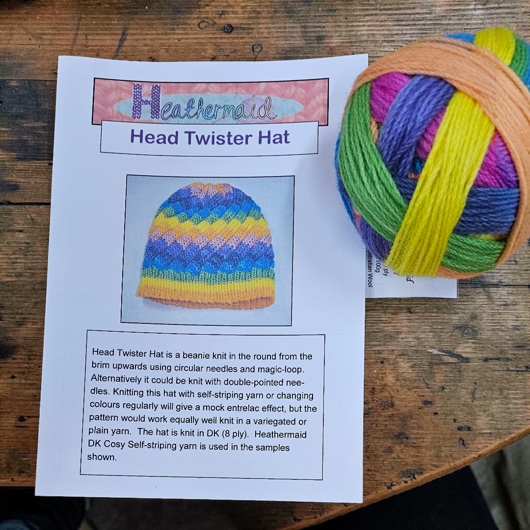 Heathermaid Head Twister Hat Pattern and Yarn