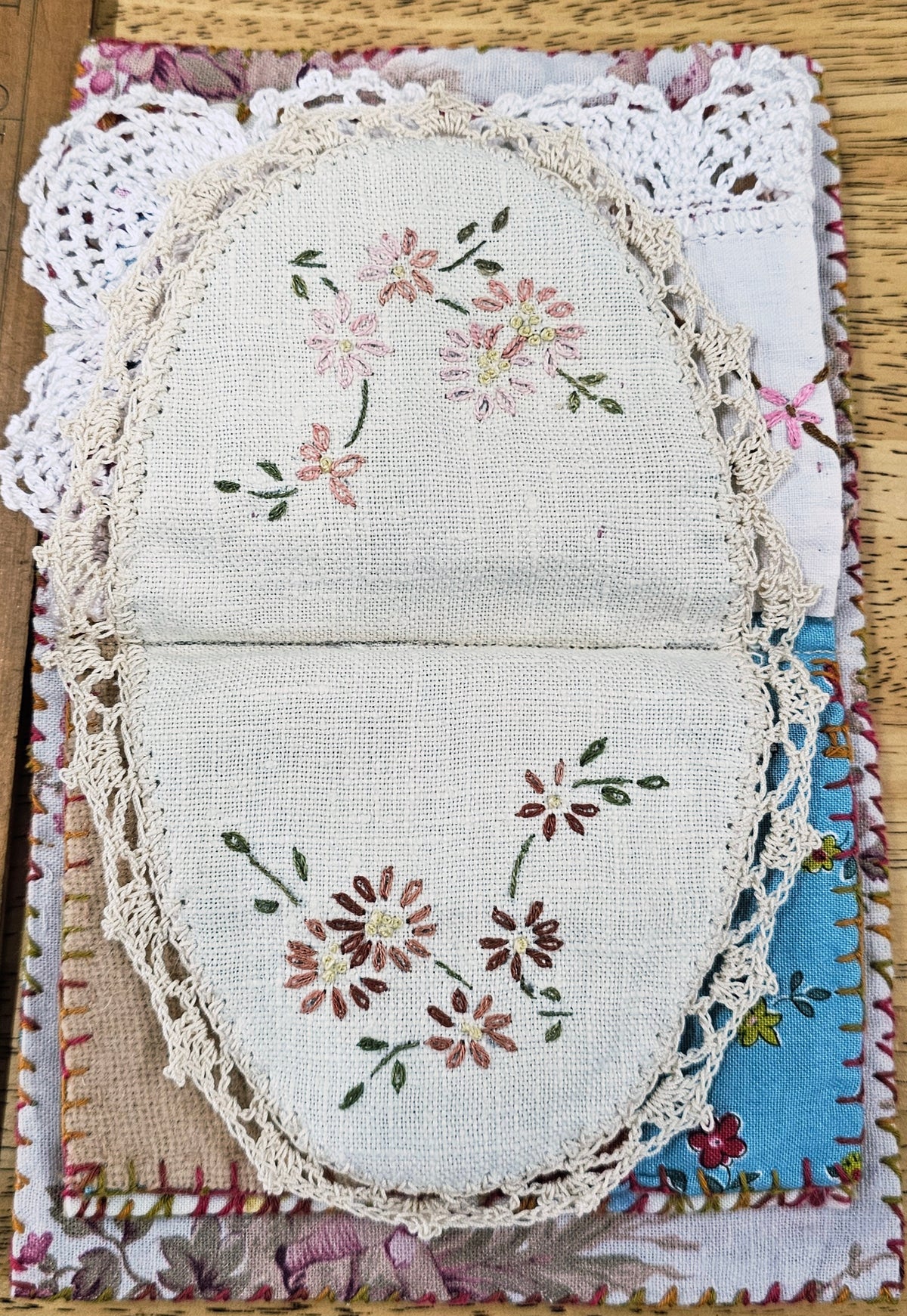 Hand stitched Needle Book French Vintage